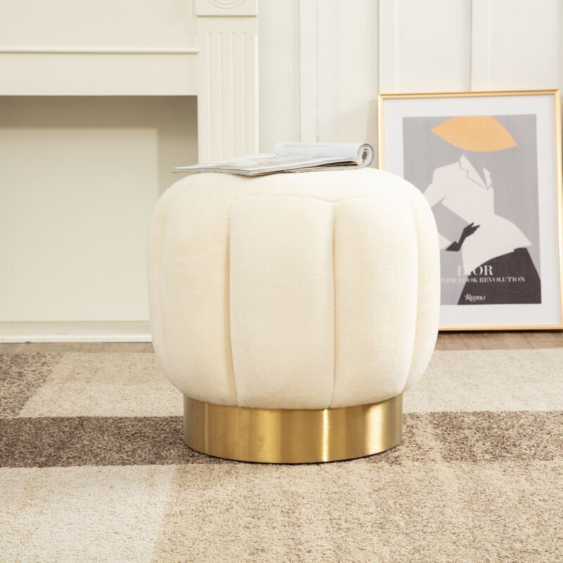 Modern Gold Rimmed Velvet Ottoman