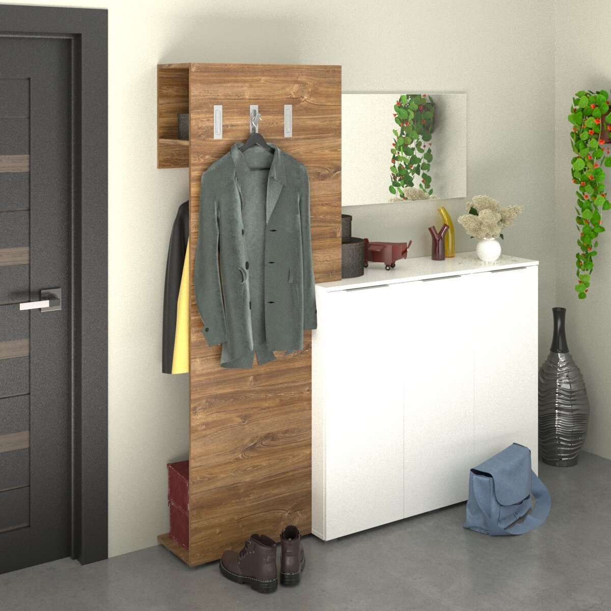 Modern Hall Tree with Mirror 