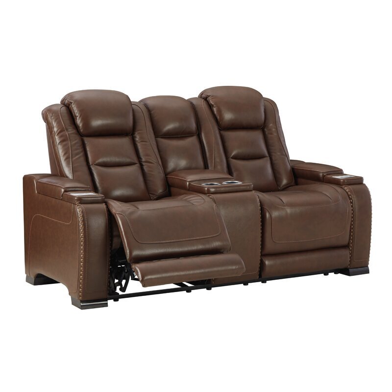 Modern Leather Match Reclining Loveseat