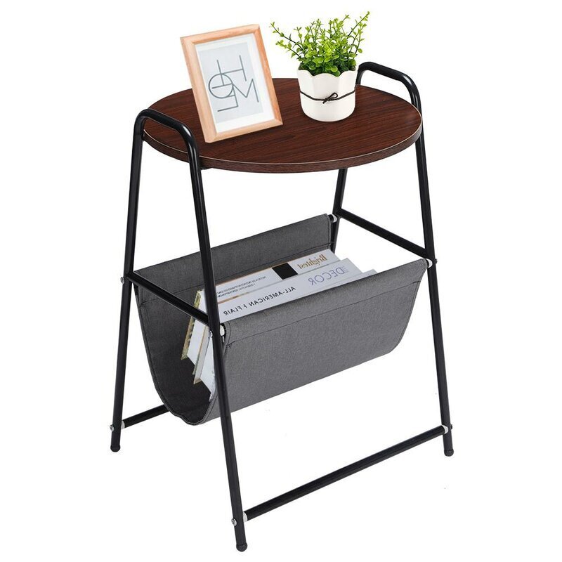 Modern Rustic Mixed Cast Iron Frame Side Table