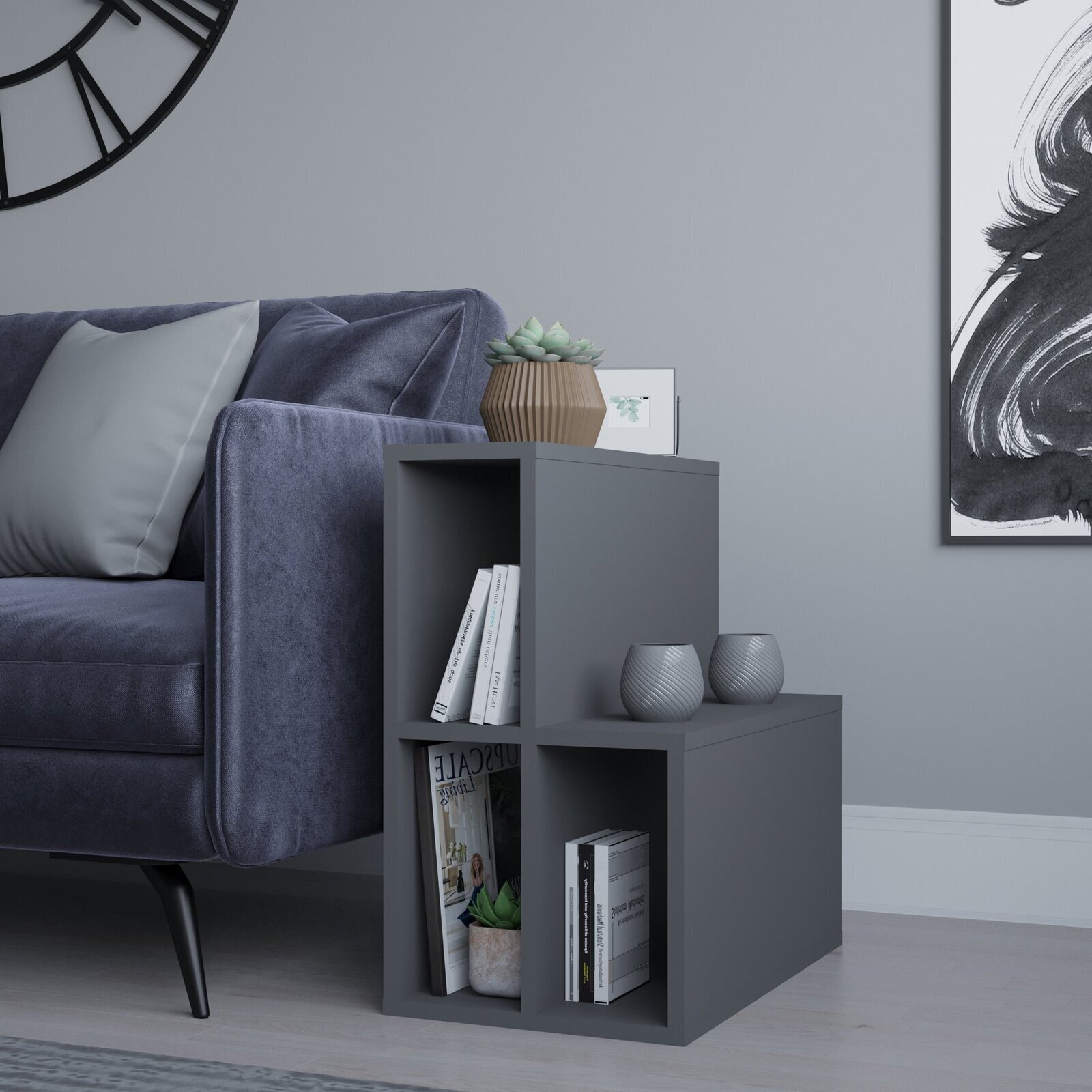 Modern side table magazine rack