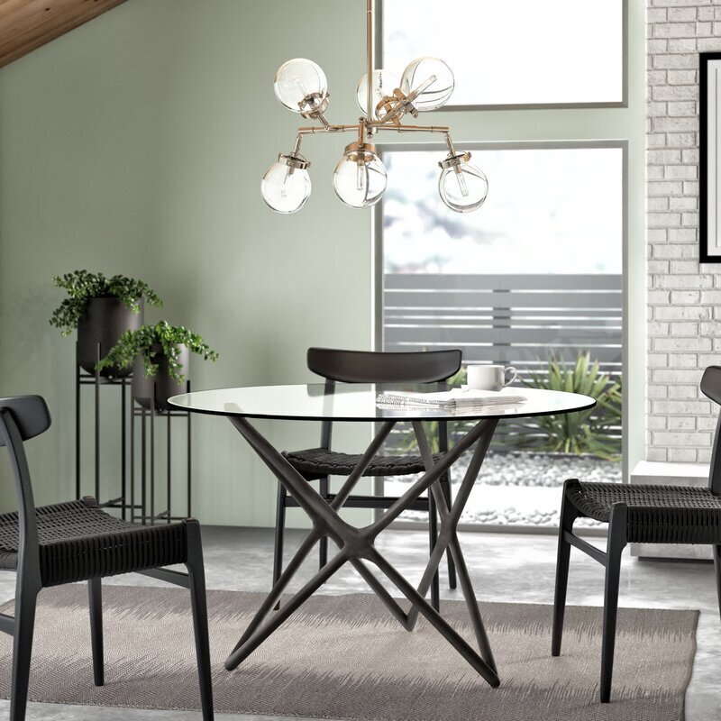 Modern wood and glass dining table