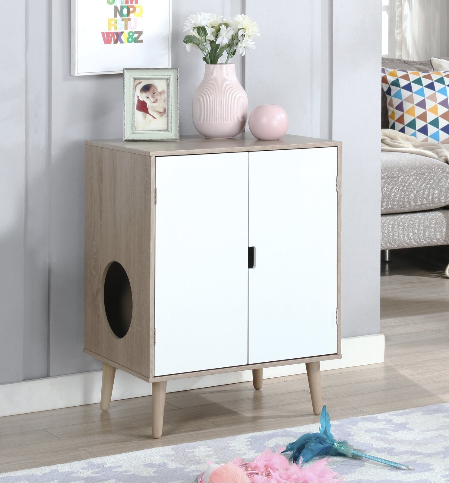 Modern Wooden Cat Litter Box