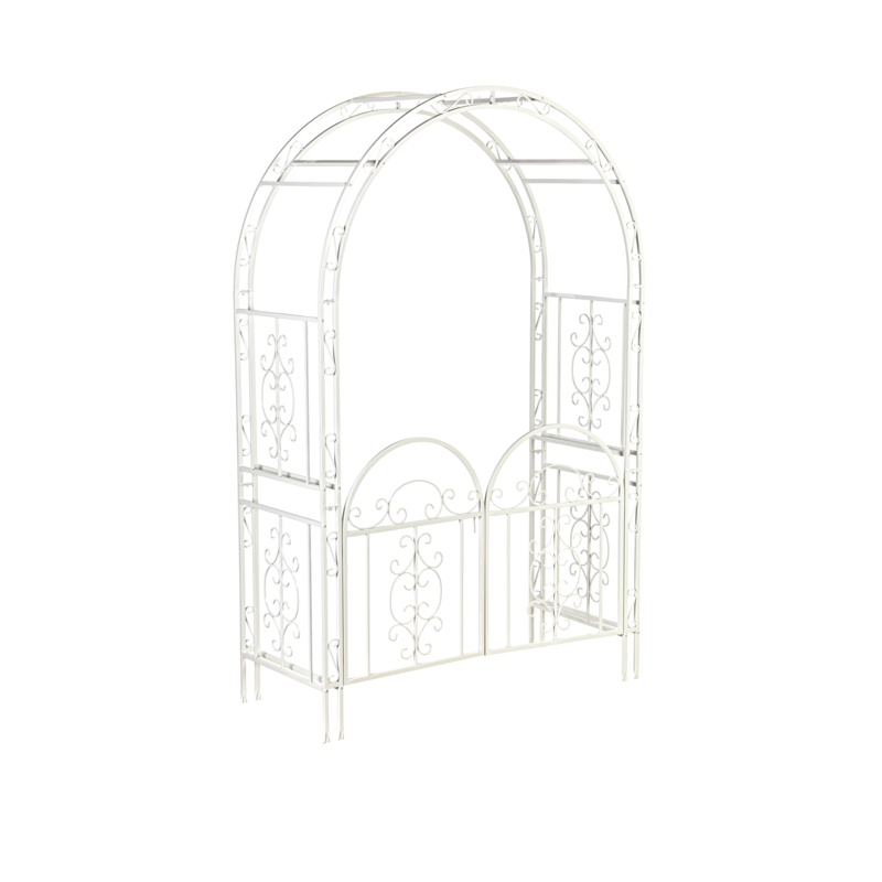 Montebello Iron Garden Arbor With Gate, Forest Green