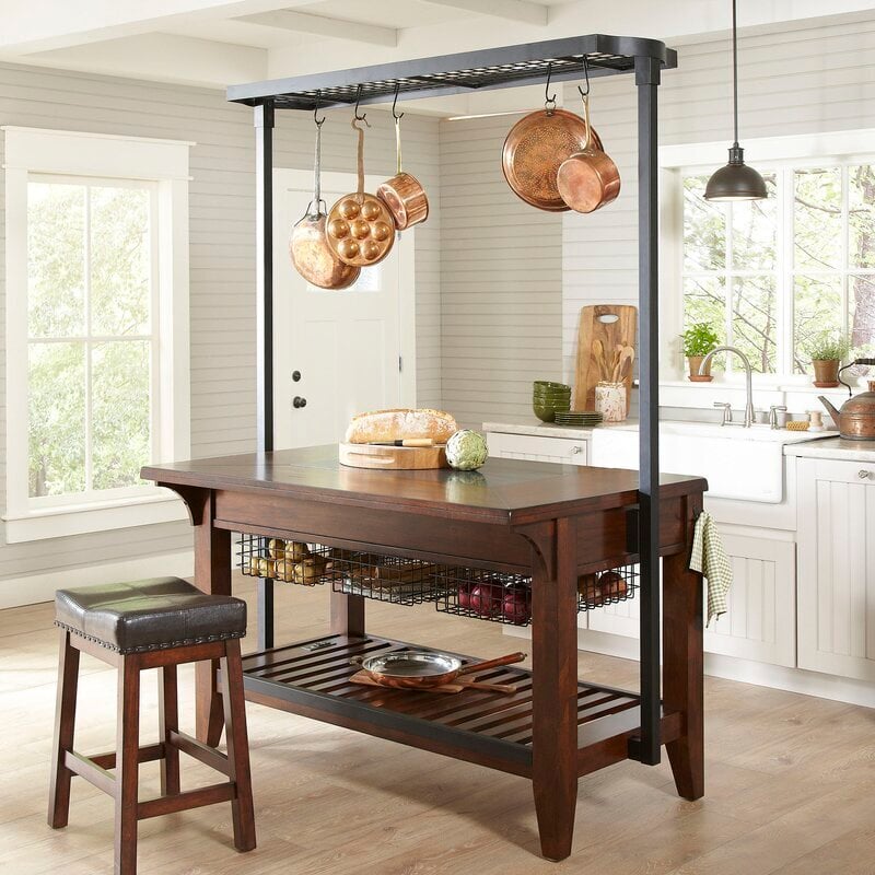 Kitchen Island With Pot Rack