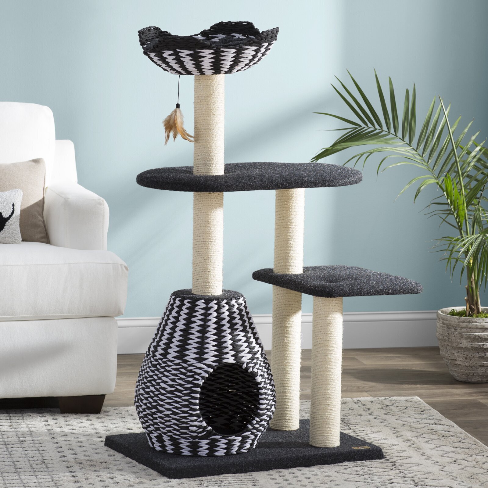 Multi layered cat tree with sisal posts