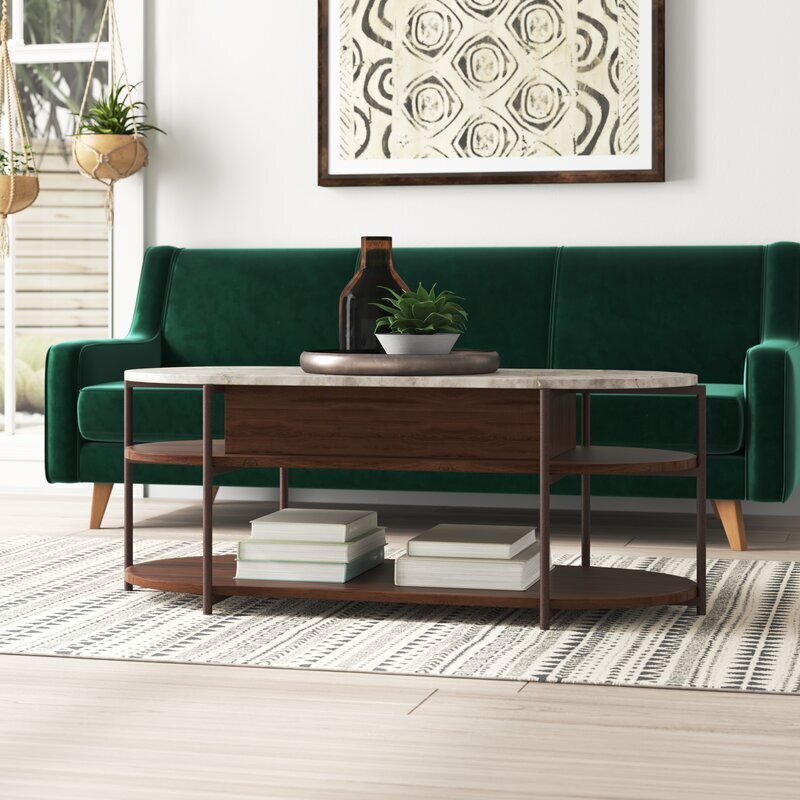 Multi Tiered Style Stone Top Coffee Table