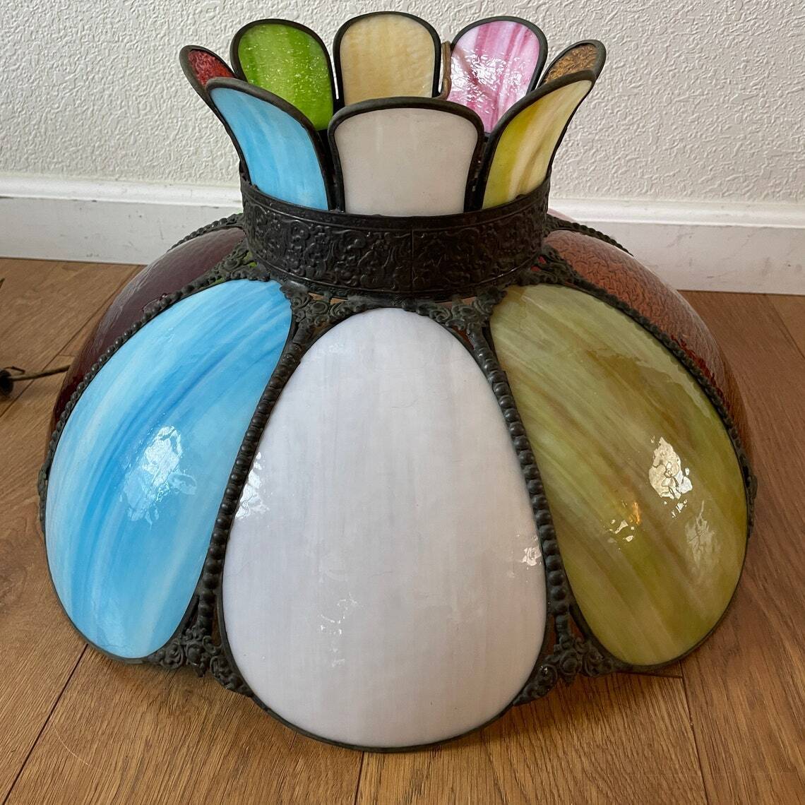 Multicolor Slag Glass Tulip Lamp