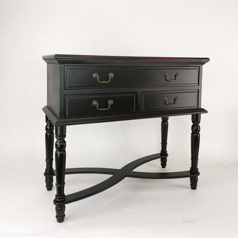 Narrow Black Antique Buffet on Legs