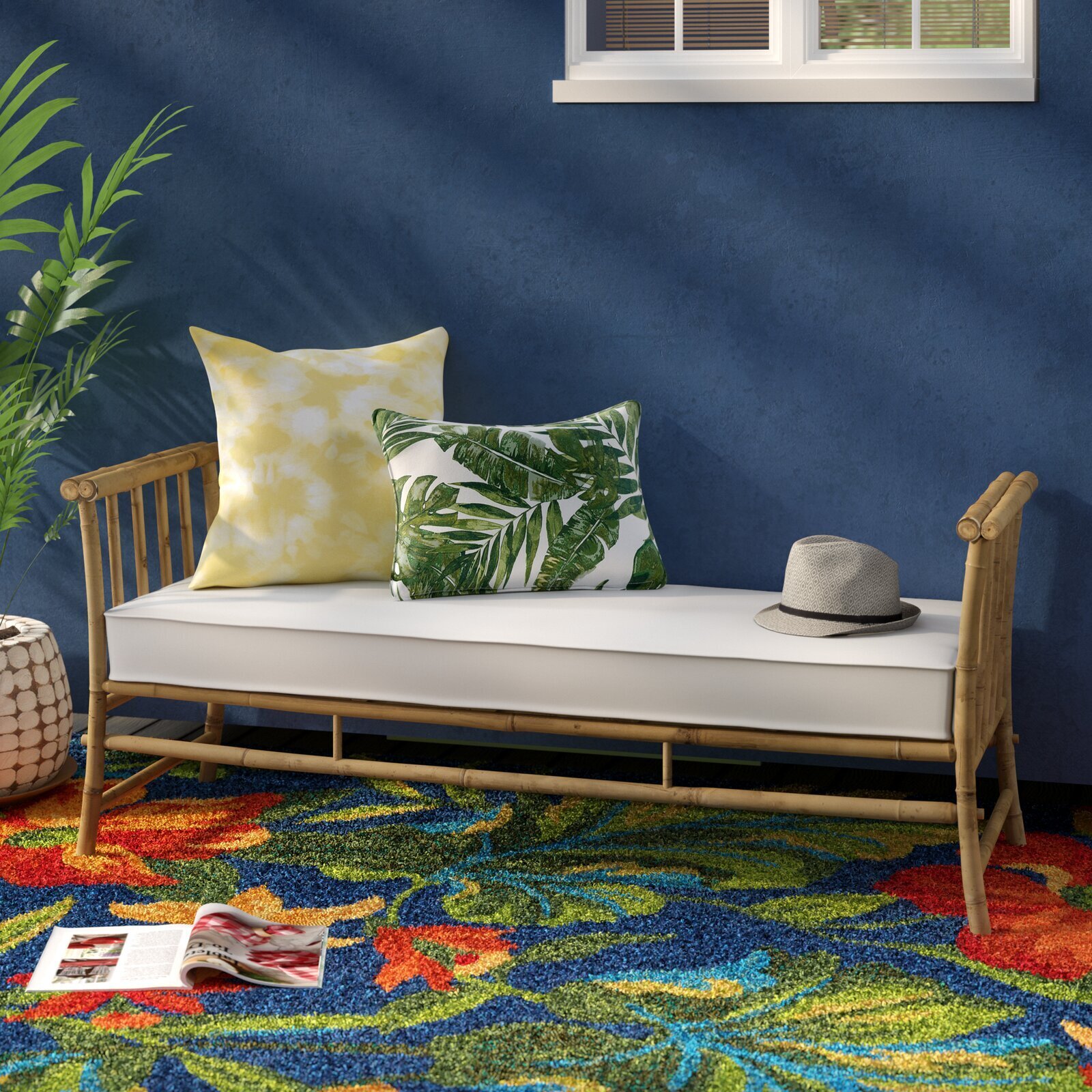 Narrow Outdoor Bamboo Chair Daybed