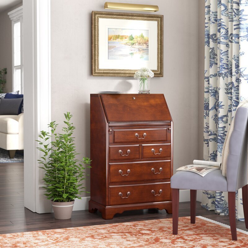Narrow Secretary Desk With Drawers