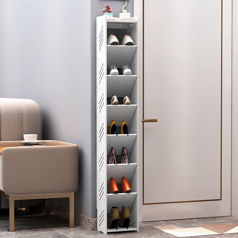 Narrow tilt out shoe cabinet