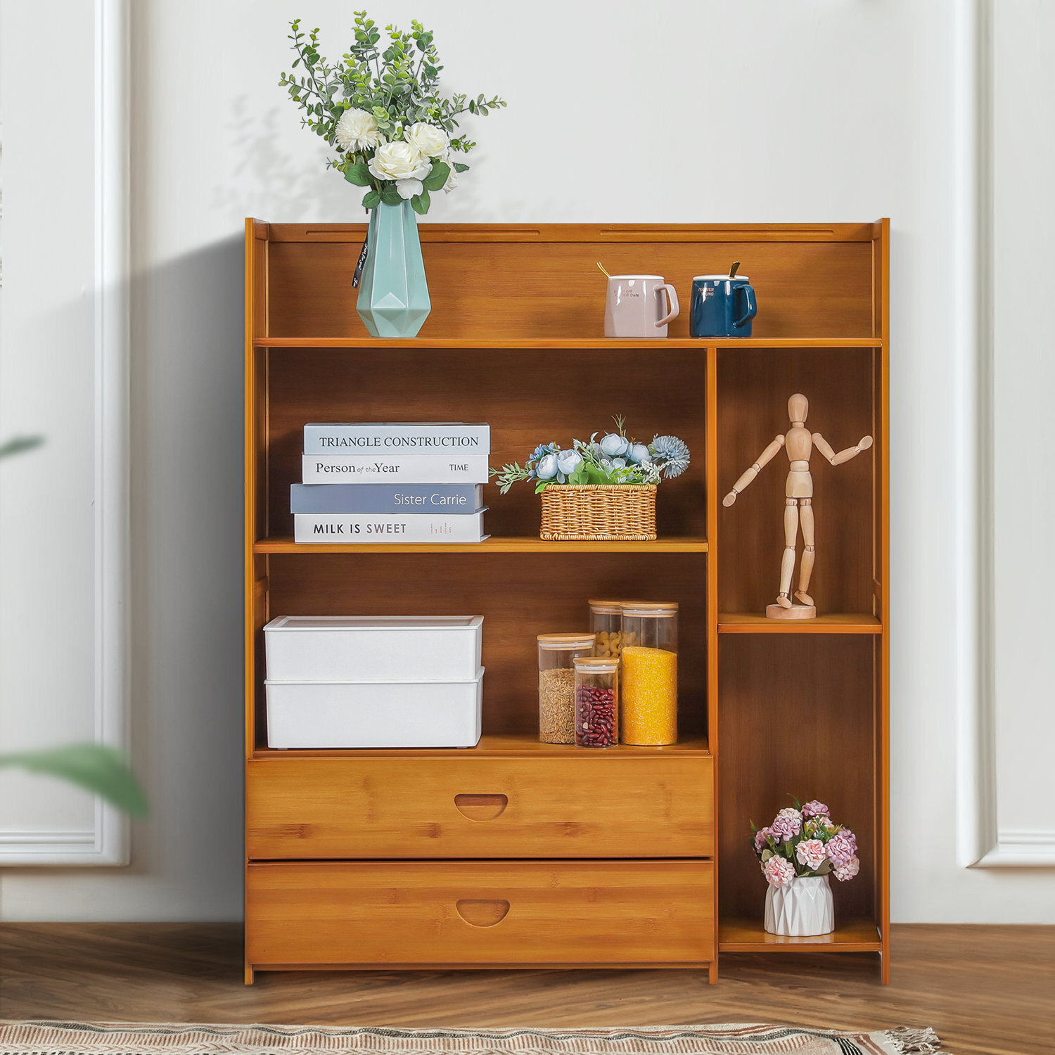 Natural bamboo bookcase