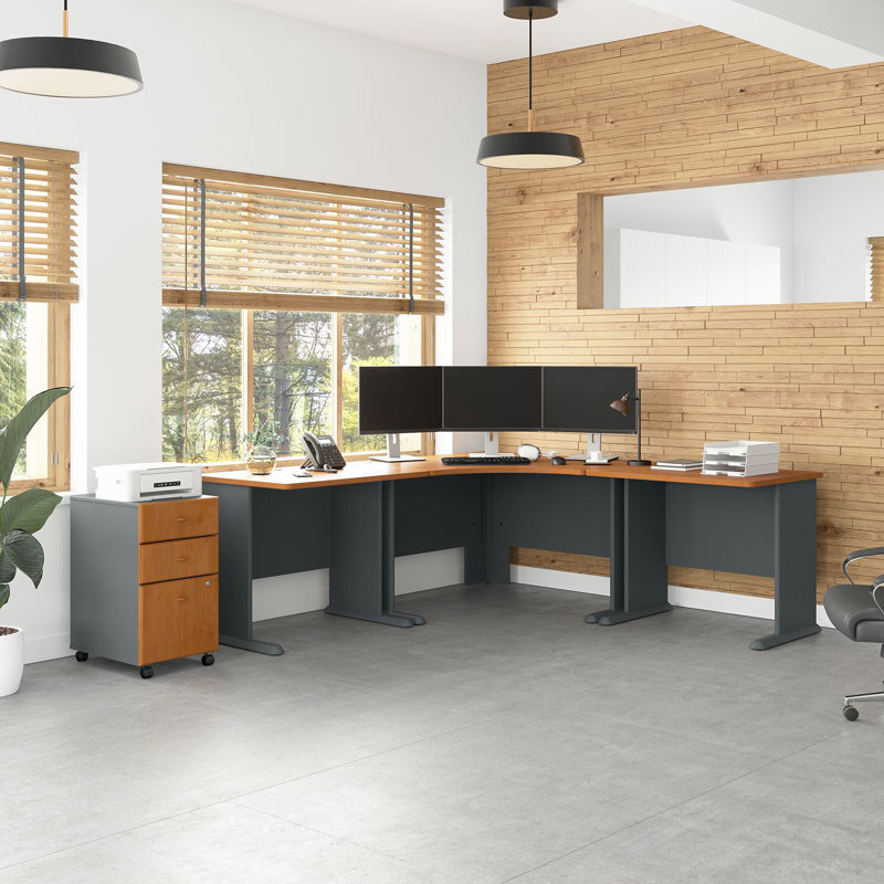Natural Wood Executive Desk With Return