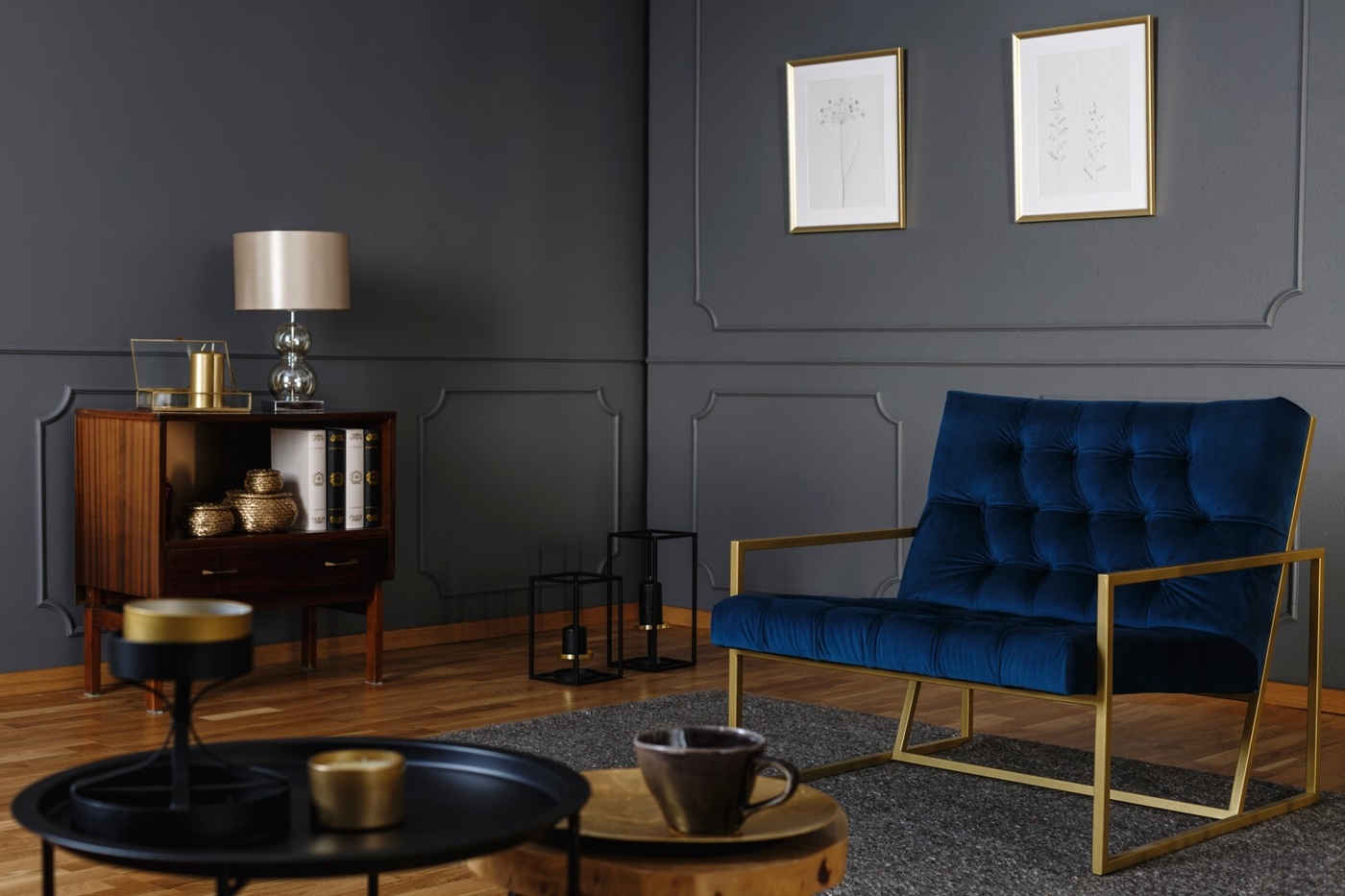 Navy blue armchair