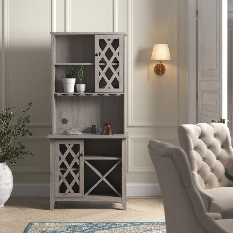 Neutral finish bar cabinet