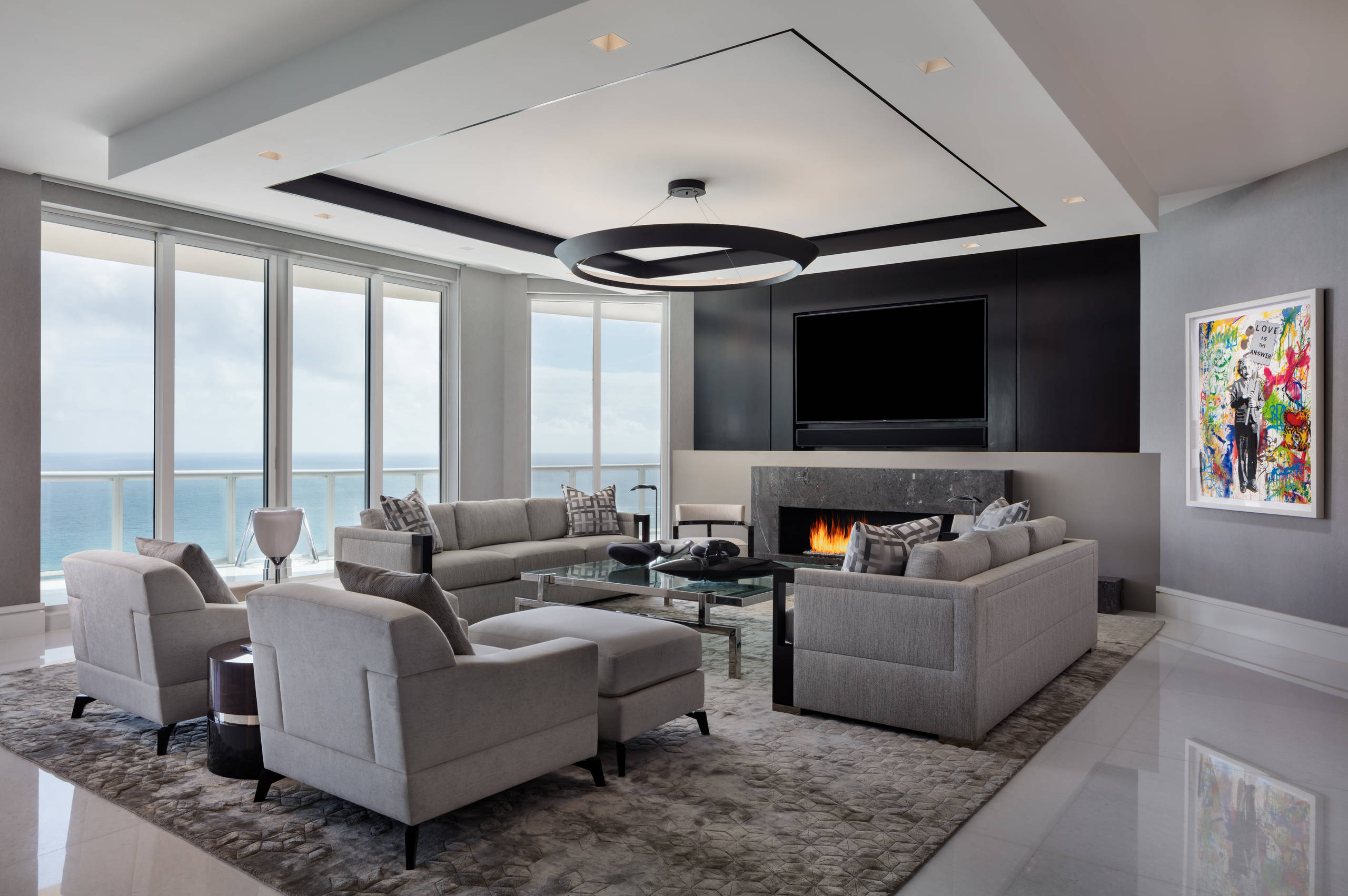 Neutral living room with transitional decor