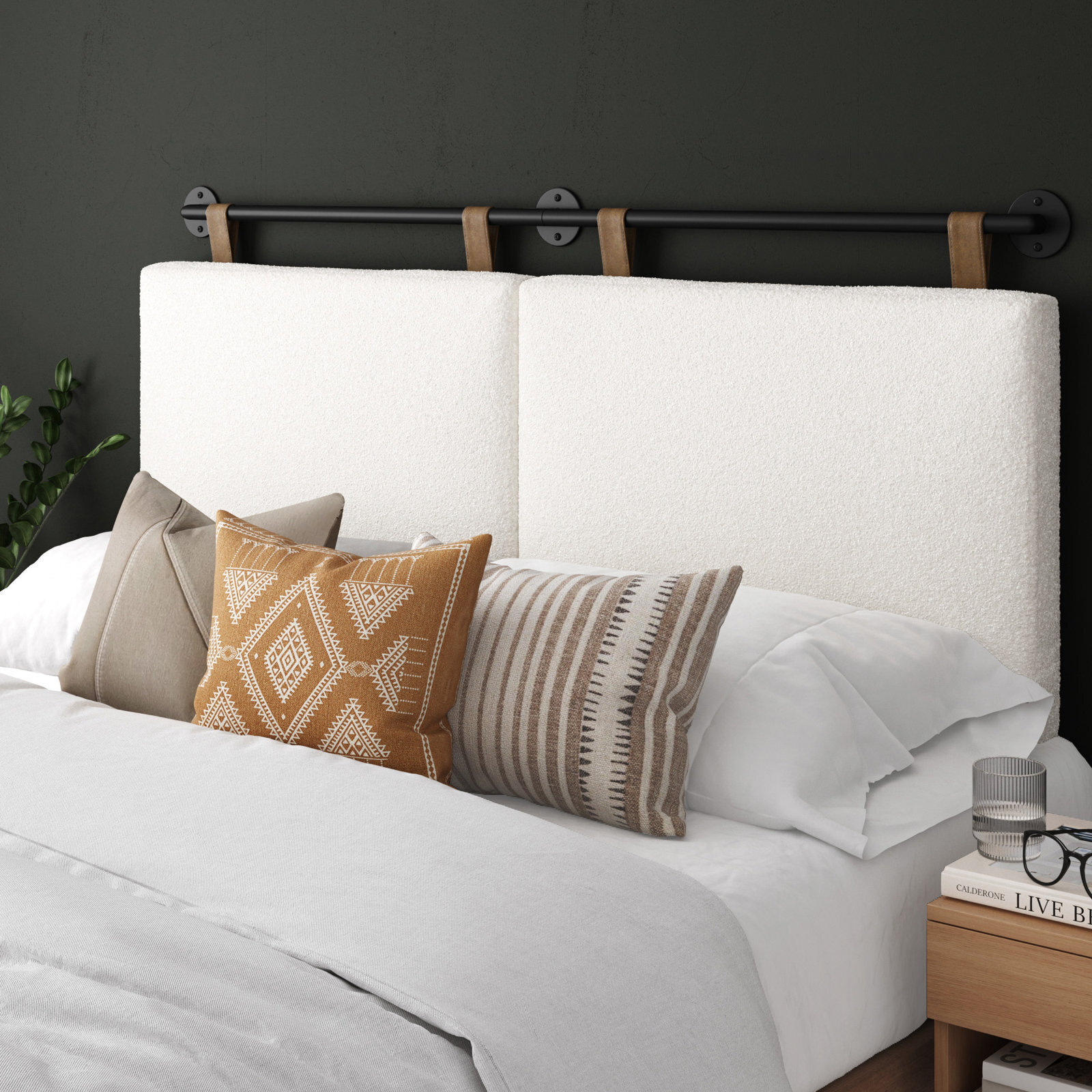 Neutral Upholstered Suspended Headboard