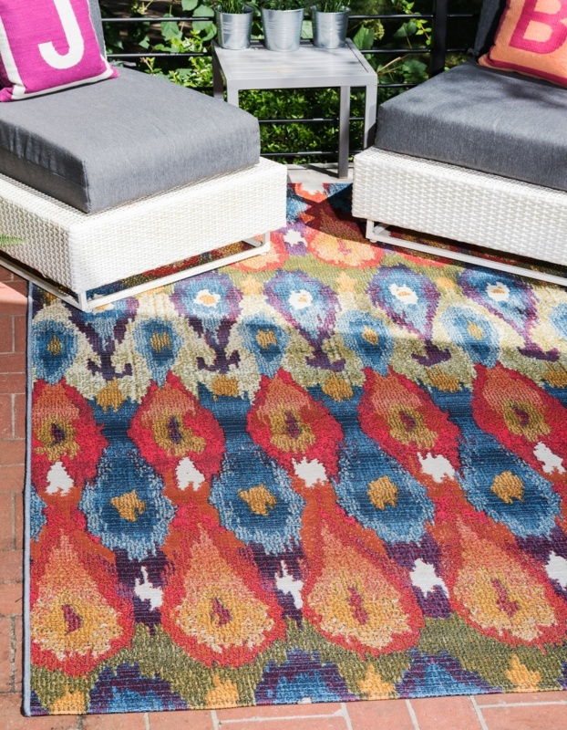 Newt Machine Woven / Power Loomed Blue Indoor/Outdoor Rug