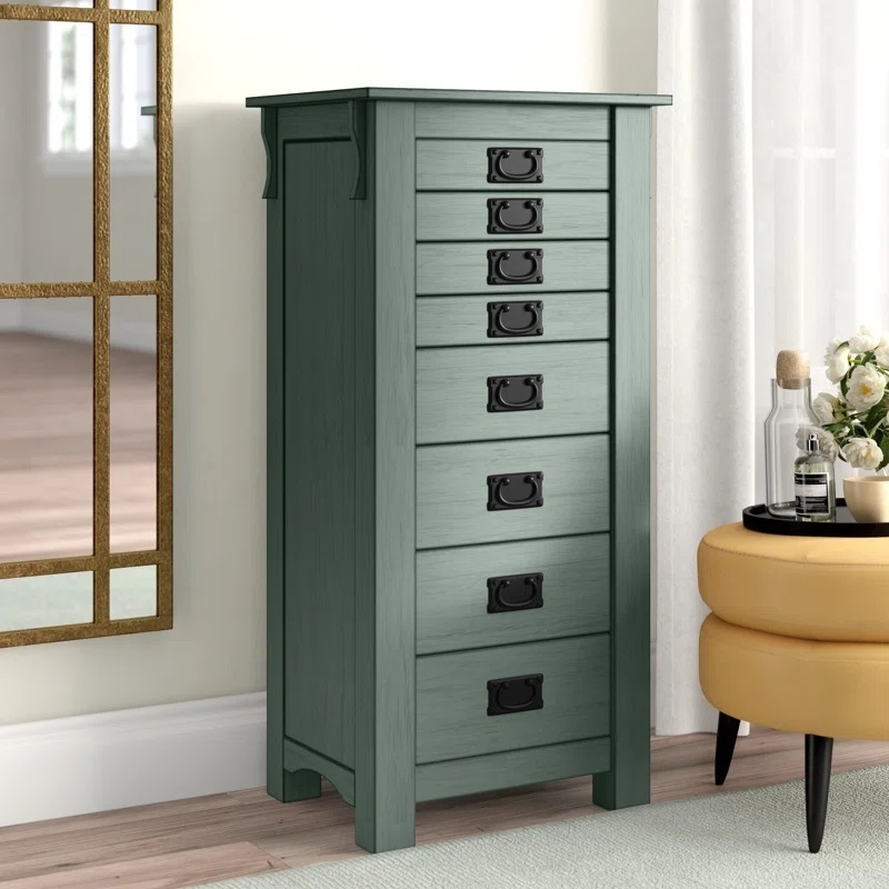 Oak Jewelry Armoire with Mirror