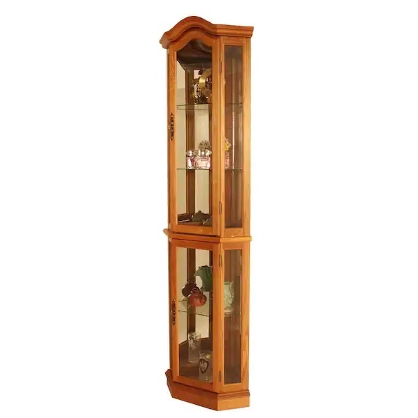 Oak veneer corner china cabinet