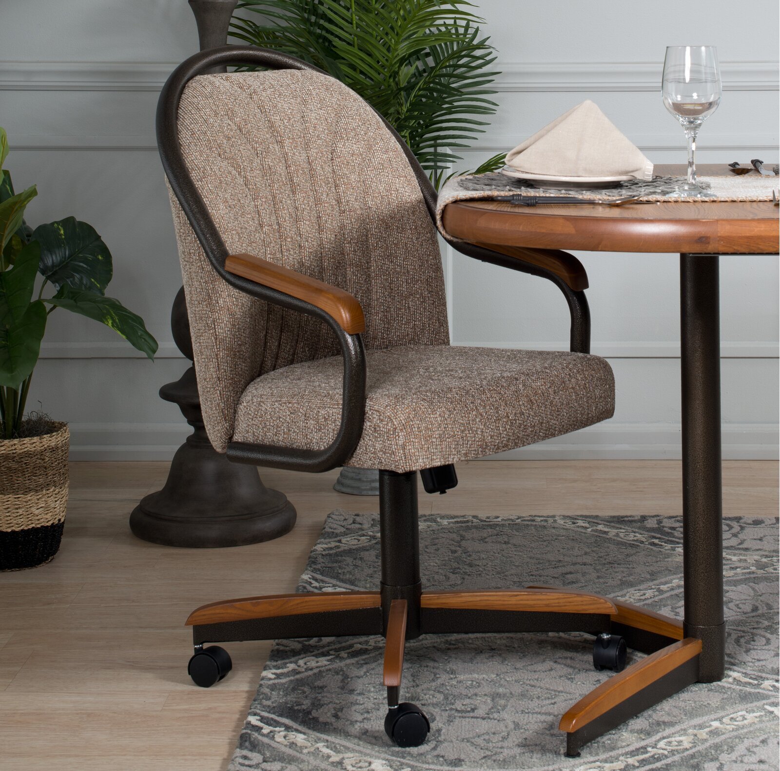 Oatmeal Upholstered Poker Table Chairs