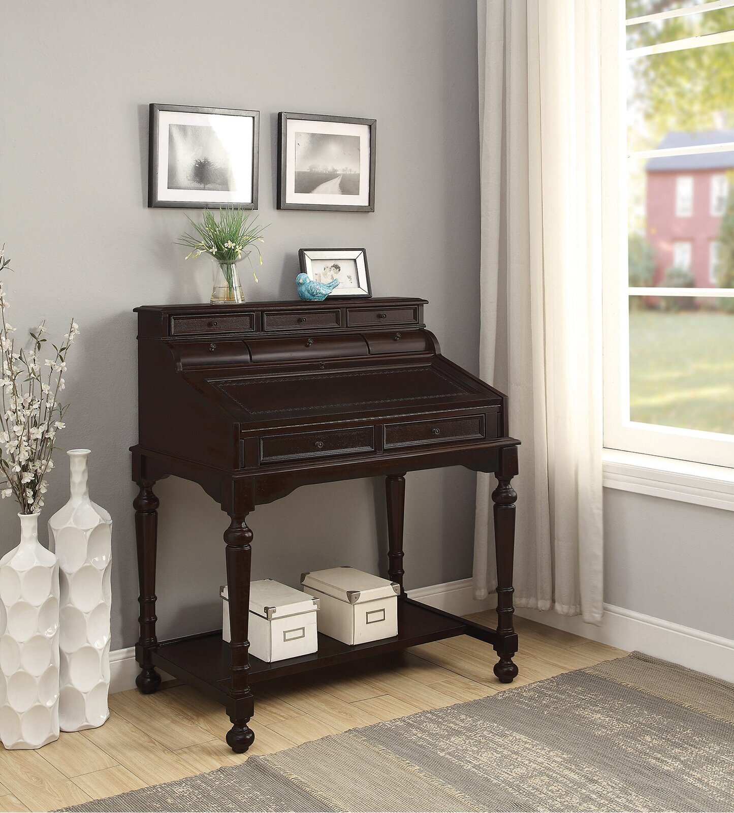 Old fashioned Roll Top Secretary Desk