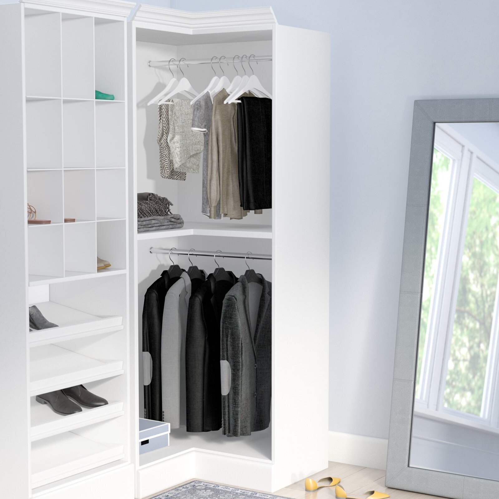 Open Concept Corner Coat Closet