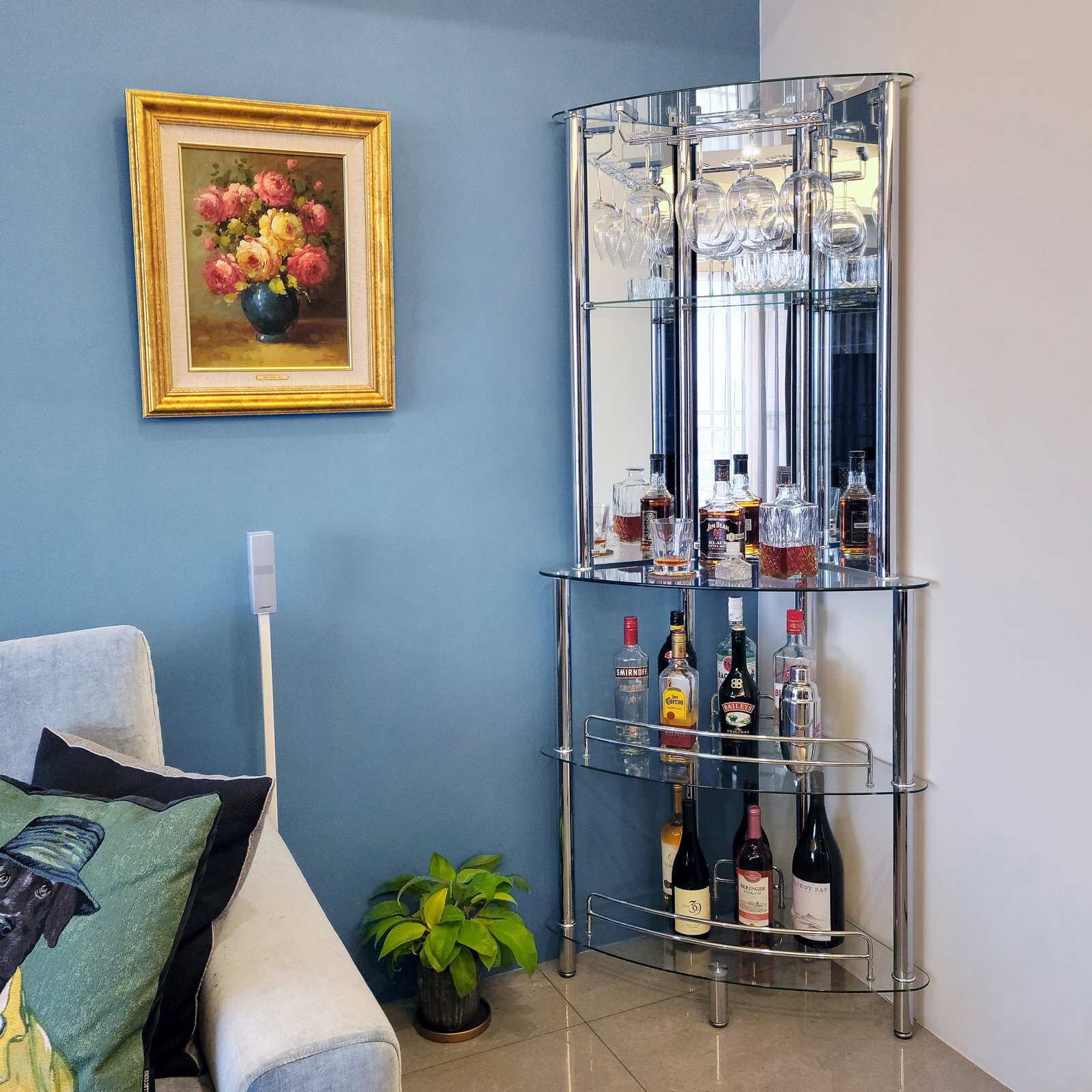 Open Shelved Corner Wine Rack