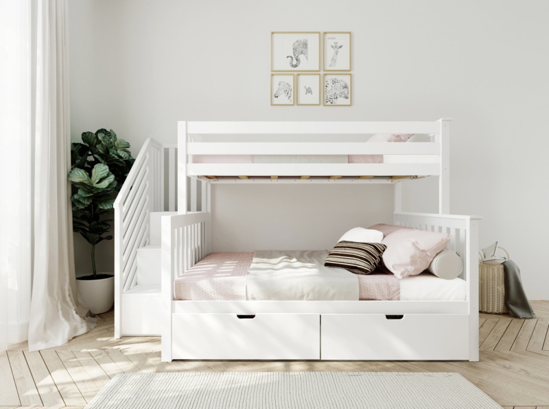Orleans Twin Over Full 2 Drawer Solid Wood Standard Bunk Bed with Shelves by Harriet Bee