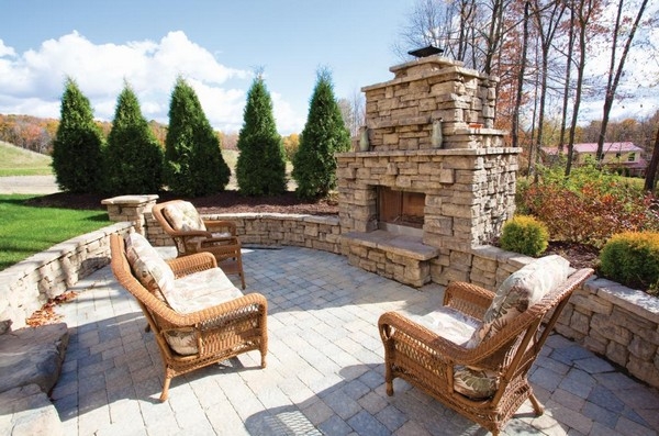 Outdoor Stone Fireplace