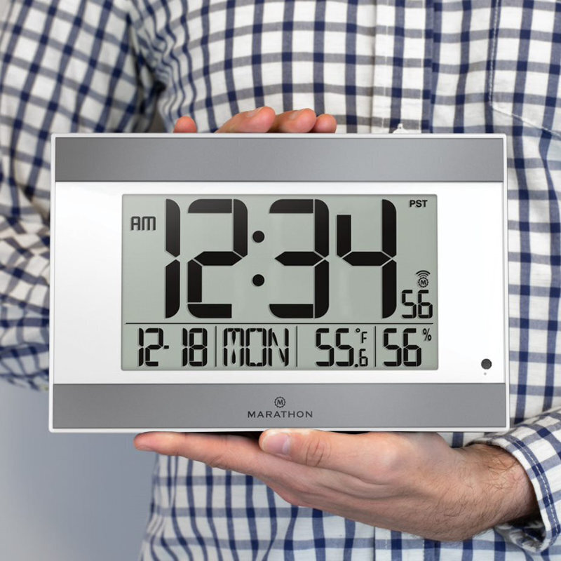 Oversized wall clock with glowing background 