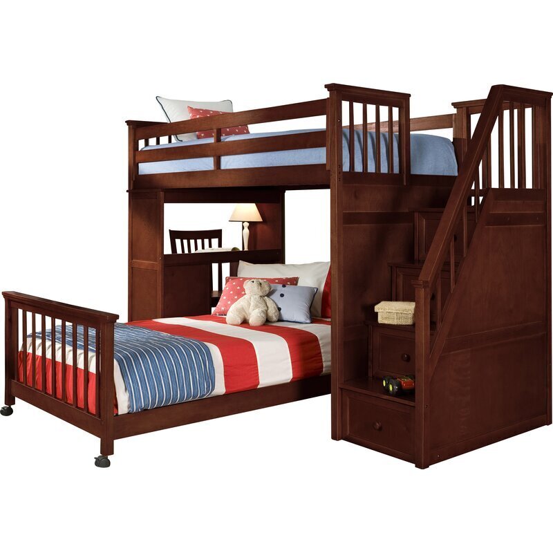 Paneled Bunk Beds With Desk and Drawers