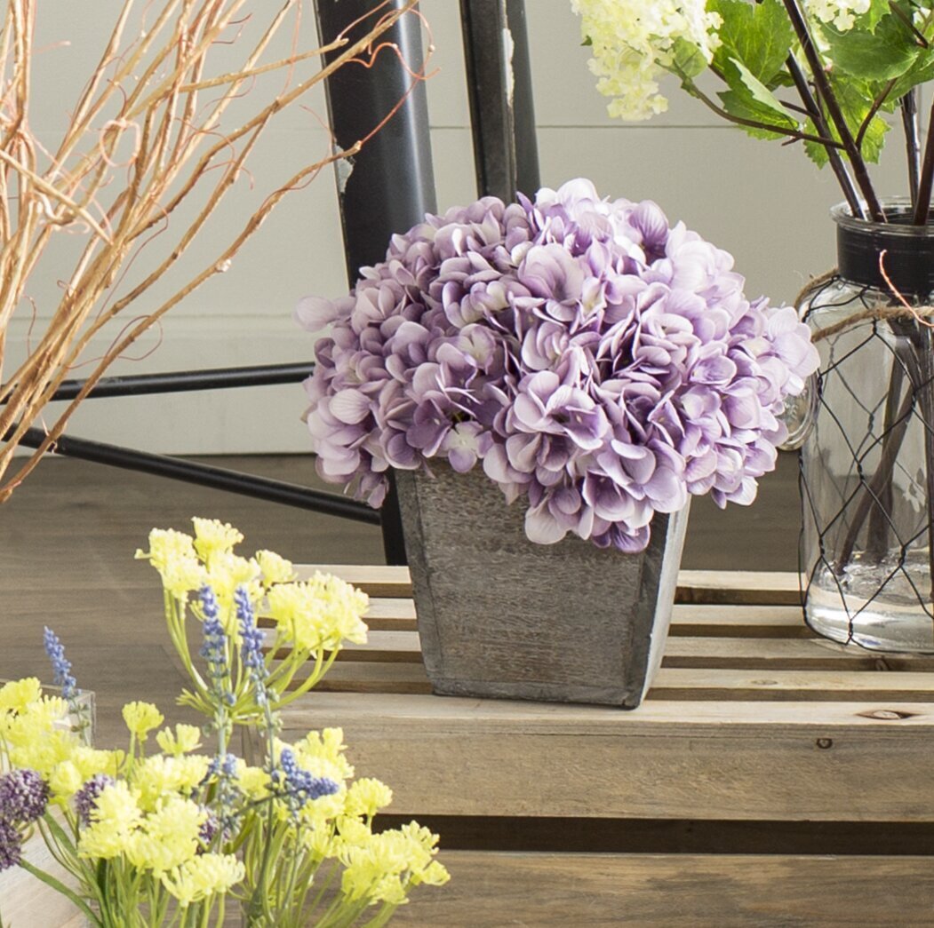 Pastel Purple Fake Hydrangea in Planter