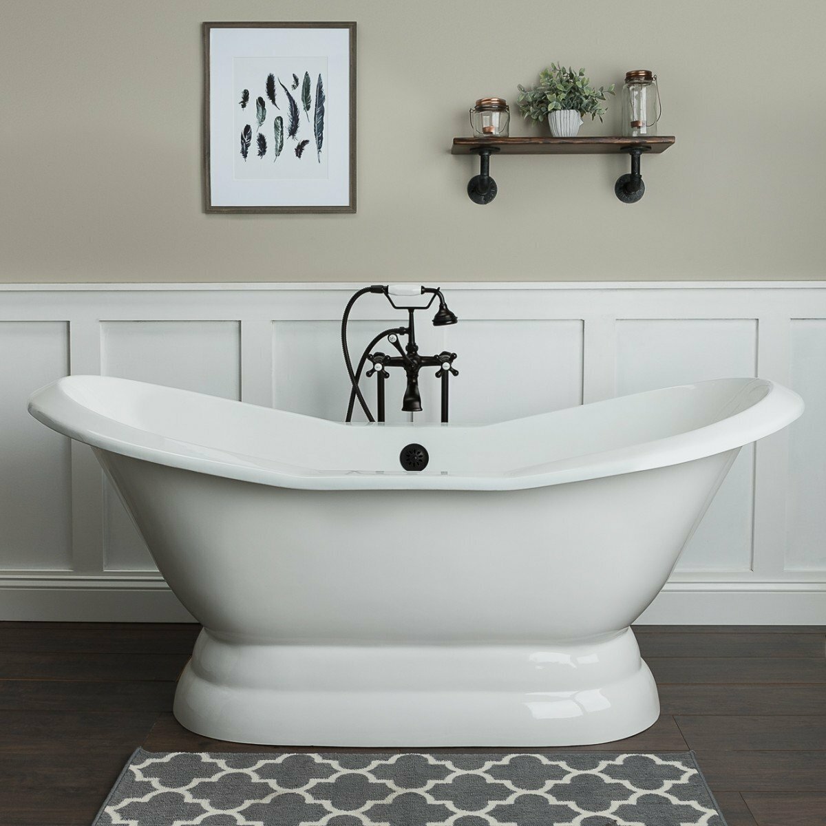 Pedestal cast iron bathtub