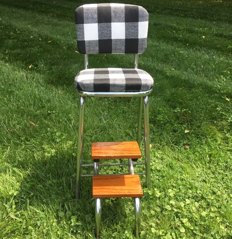 Plaid Retro Kitchen Stool