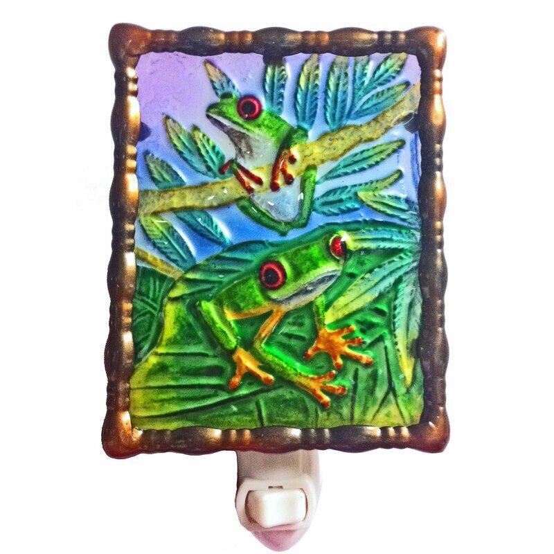 Plug in Metal and Glass Frog Lamp