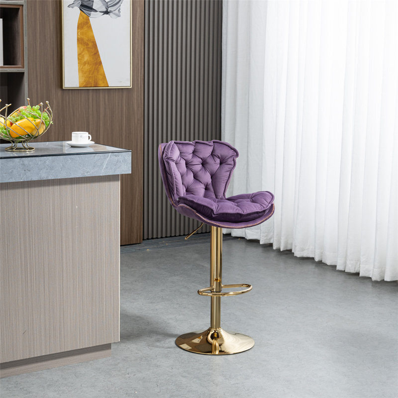 Plush Purple Bar Stools with Backs