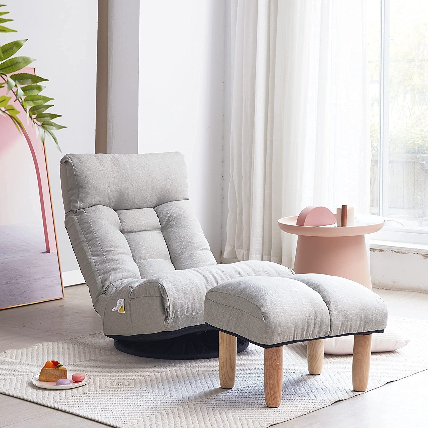 Plush Swivel Lounge and Ottoman