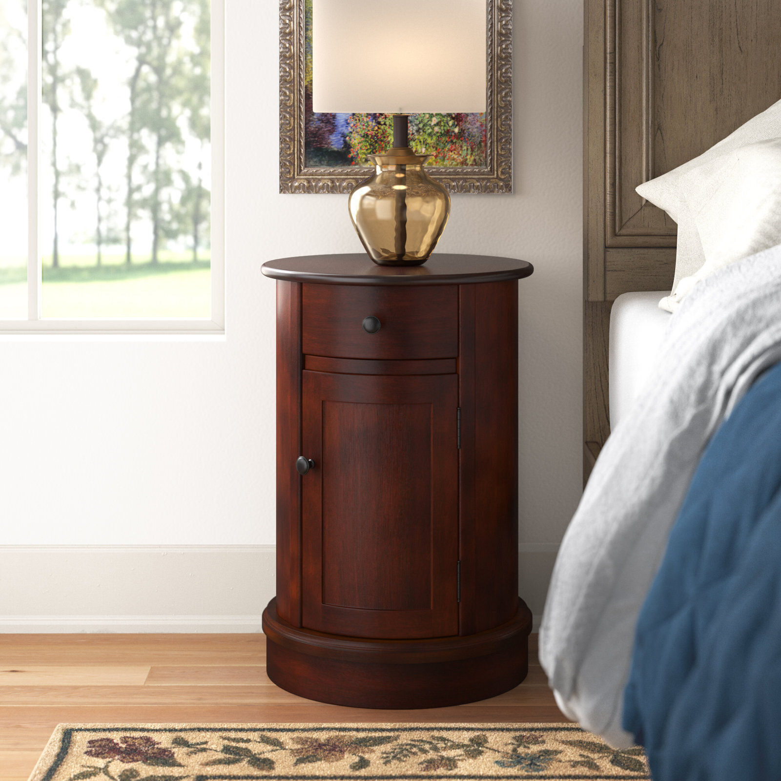 Podium Style Round Nightstand