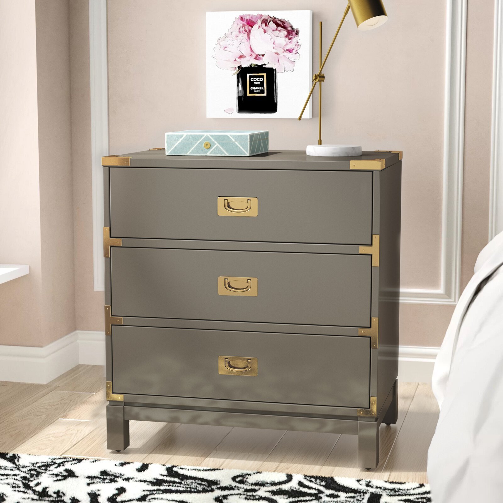 Poplar Solid Manufactured Wood Nightstand