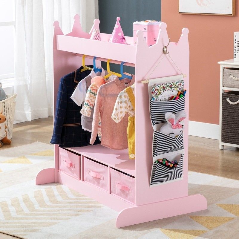princess dress armoire Amazon.com: Curipeer Kids Dress up Storage with Mirror, Kids Wardrobe with Storage & 3 Hooks, Kids Closet for Girls Boys, Kids Costume Organizer, Open Hanging Armoire Wardrobe Closet for Bedroom, Pink :