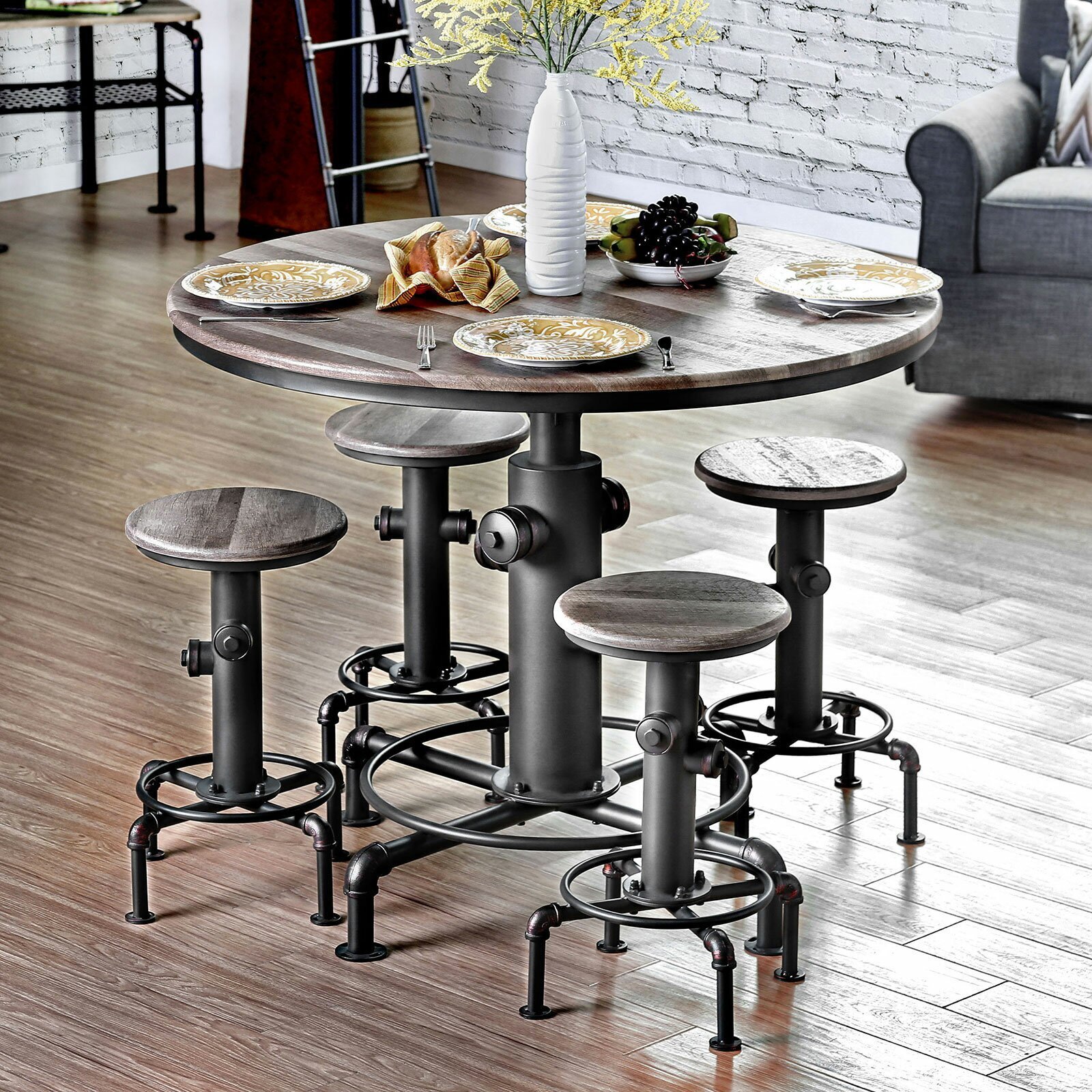 Pub Style Wrought Iron Dining Set