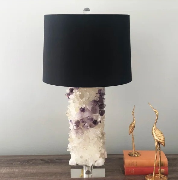 Quartz and Amethyst Crystal Lamp