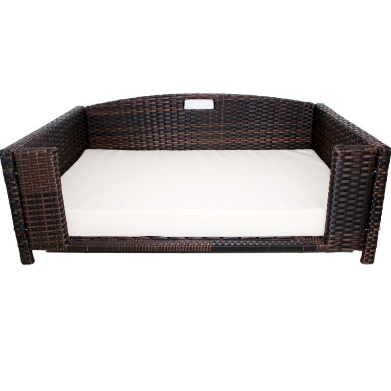 Raised Rectangular Rattan Dog Sofa