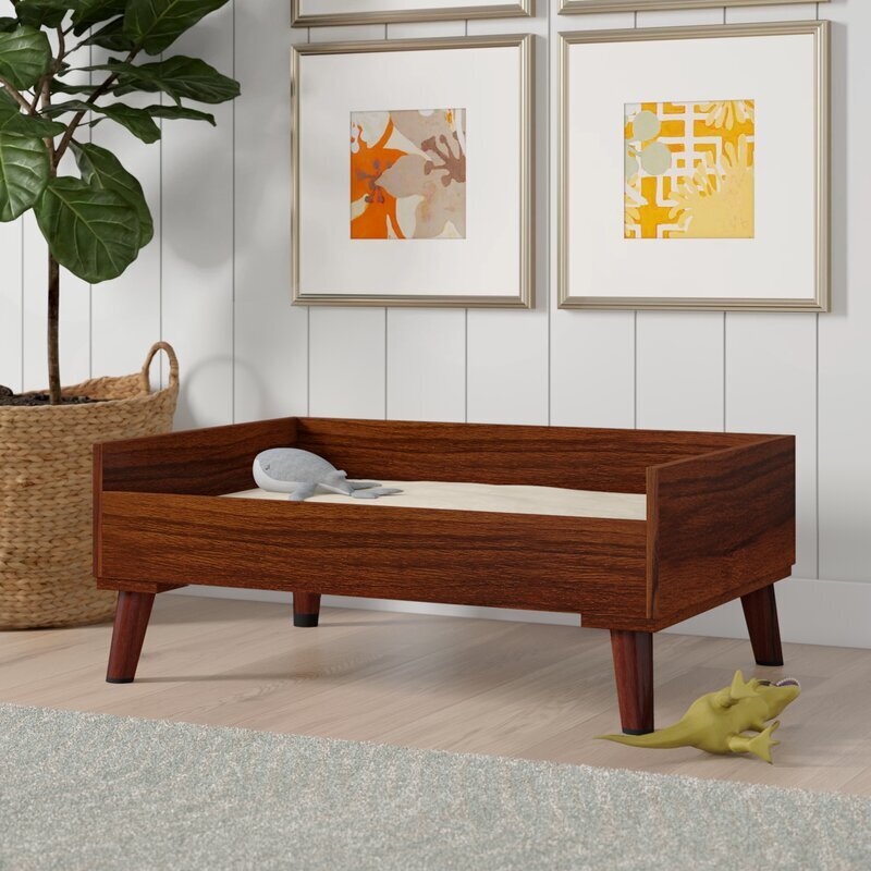 Raised Rich Wood Bed with High Sides