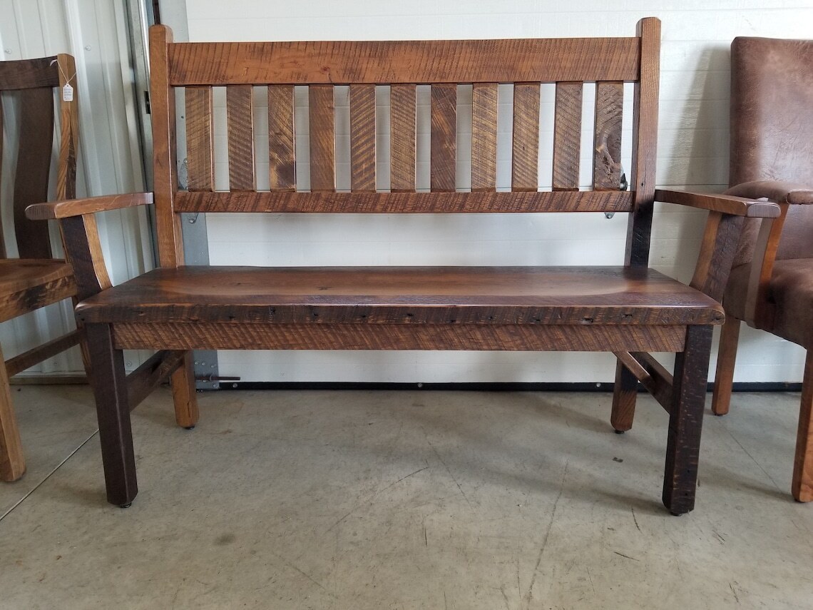 Reclaimed wood deacon's bench 