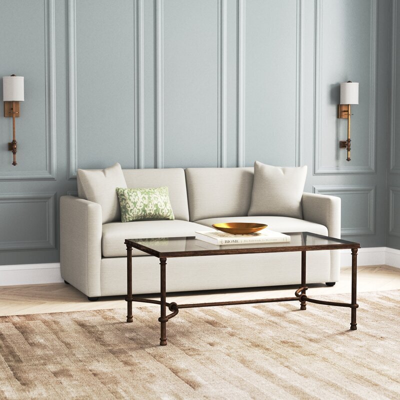 Rectangular iron and glass coffee table