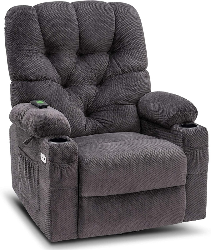Red Barrel Studio® Electric Power Swivel Glider Rocker Recliner Chair With Cup Holders For Nursery, Hand Remote Control, USB Ports, 2 Side & Front Pockets, Plush Fabric 7797