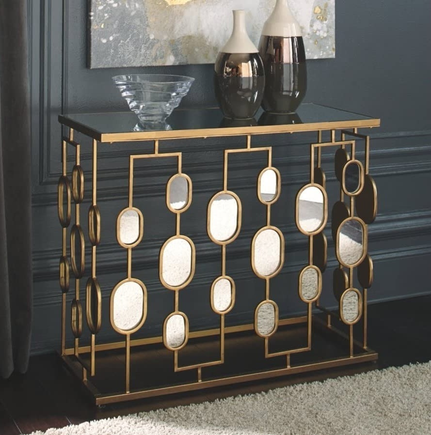 Glass Metal Console Table
